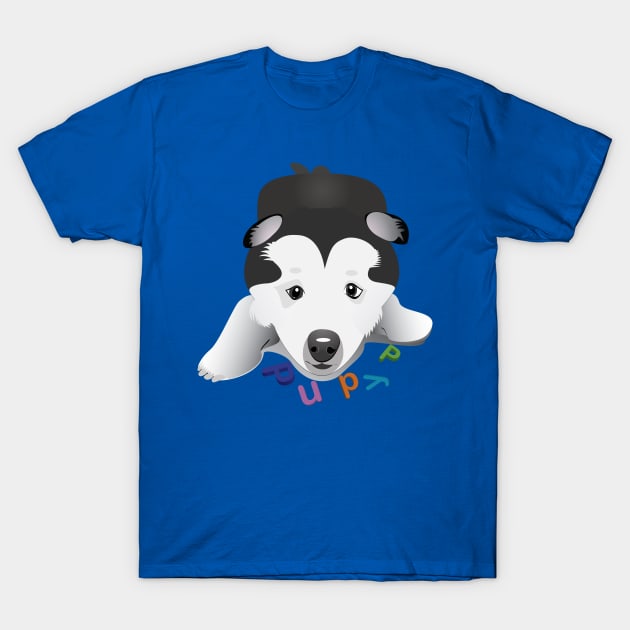 Puppy Husky T-Shirt by Kanom-Tom